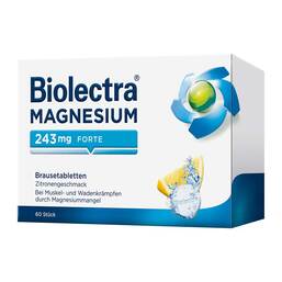 Abbildung: Biolectra MAGNESIUM 243 mg forte Brausetabletten Zitronengeschmack Brausetabletten, 60 St PZN 06716372