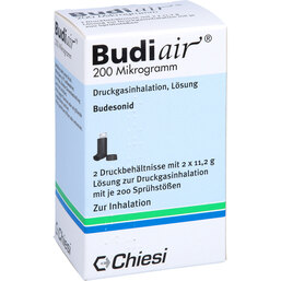 Abbildung: Budiair 200 µg Standard Dosieraerosol 2 St, Dosieraerosol PZN 06717816