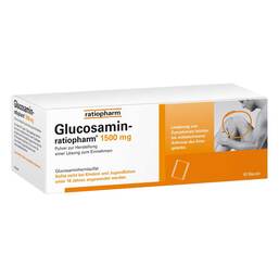 Abbildung: Glucosamin ratiopharm 1500 mg Beutel Pulver zur Herstellung einer Lösung zum Einnehmen, 90 St PZN 06718678