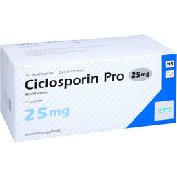 Abbildung: Ciclosporin Pro 25 mg Weichkapseln 100 St, Weichkapseln PZN 06724532