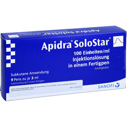Abbildung: Apidra 100 E / ml Solostar Injektionslösung in einem Fertigpen 9X3 ml, Injektionslösung in einem Fertigpen PZN 06727045