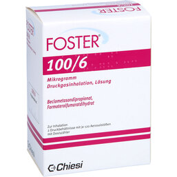 Abbildung: Foster 100 / 6 µg 120 Hub Dosieraerosol 2 St, Dosieraerosol PZN 06729452