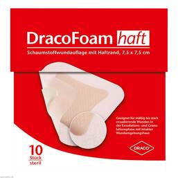 Abbildung: Dracofoam Haft Schaumstoff Wundauflage 7,5x7,5cm 10 St, Verband PZN 06733293