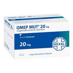 Abbildung: Omep Mut 20 mg magensaftresistente Tabletten 14 St, Tabletten magensaftresistent PZN 06766128