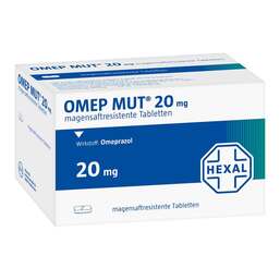 Abbildung: Omep Mut 20 mg magensaftresistente Tabletten 49 St, Tabletten magensaftresistent PZN 06766140