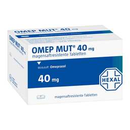 Abbildung: Omep Mut 40 mg magensaftresistente Tabletten 90 St, Tabletten magensaftresistent PZN 06766387