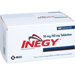 Abbildung: Inegy 10 mg / 40 mg Tabletten 100 St, Tabletten PZN 06766714