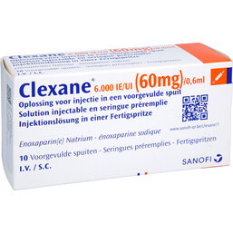Abbildung: Clexane 60 mg 0,6 ml Injektionslösung in einer Fertigspritze 10 St, Injektionslösung in einer Fertigspritze PZN 06766737