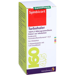 Abbildung: Symbicort Turbuhaler 160 / 4,5 µg / Dosis 120 ED 1 St, Inhalationspulver PZN 06786912