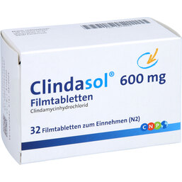 Abbildung: Clindasol 600 mg Filmtabletten 32 St, Filmtabletten PZN 06794662