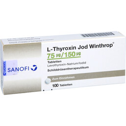 Abbildung: L-Thyroxin Jod Winthrop 75 µg / 150 µg Tabletten 100 St, Tabletten PZN 06816582