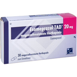 Abbildung: Esomeprazol TAD 20 mg magensaftresistent Hartkapseln 30 St, Magensaftresistente Hartkapseln PZN 06834255