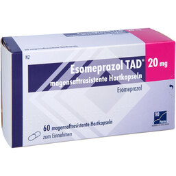 Abbildung: Esomeprazol TAD 20 mg magensaftresistent Hartkapseln 60 St, Magensaftresistente Hartkapseln PZN 06834284
