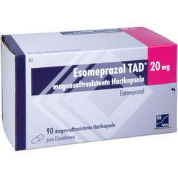 Abbildung: Esomeprazol TAD 20 mg magensaftresistent Hartkapseln 90 St, Magensaftresistente Hartkapseln PZN 06834315