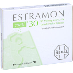 Abbildung: Estramon conti 30 / 95 µg / 24h transdermale Pflaster 8 St, Pflaster transdermal PZN 06845572