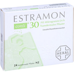 Abbildung: Estramon conti 30 / 95 µg / 24h transdermale Pflaster 24 St, Pflaster transdermal PZN 06845589
