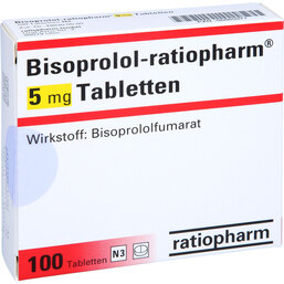 Abbildung: Bisoprolol ratiopharm 5 mg Tabletten 100 St, Tabletten PZN 06865971