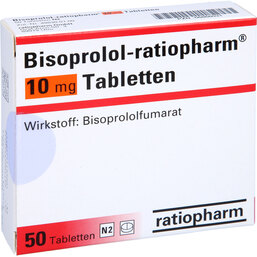 Abbildung: Bisoprolol ratiopharm 10 mg Tabletten 50 St, Tabletten PZN 06866031