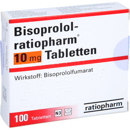 Abbildung: Bisoprolol ratiopharm 10 mg Tabletten 100 St, Tabletten PZN 06866143