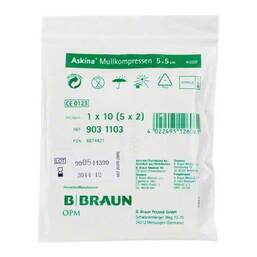 Abbildung: Askina Mullkompressen 5x5 cm 5X2 St, Kompressen PZN 06874421