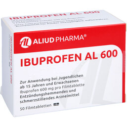 Abbildung: Ibuprofen AL 600 Filmtabletten 50 St, Filmtabletten PZN 06876791