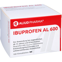 Abbildung: Ibuprofen AL 600 Filmtabletten 100 St, Filmtabletten PZN 06876816