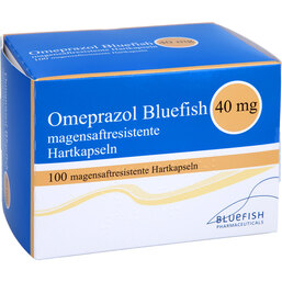 Abbildung: Omeprazol Bluefish 40 mg magensaftresistent Kapseln 100 St, Kapseln magensaftresistent PZN 06881036