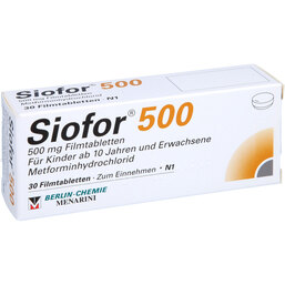 Abbildung: Siofor 500 Filmtabletten 30 St, Filmtabletten PZN 06890561