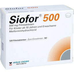 Abbildung: Siofor 500 Filmtabletten 120 St, Filmtabletten PZN 06890578