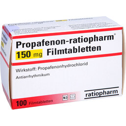 Abbildung: Propafenon ratiopharm 150 mg Filmtabletten 100 St, Filmtabletten PZN 06890880