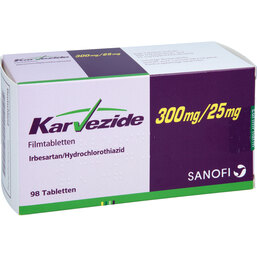 Abbildung: Karvezide 300 / 25 mg Filmtabletten 98 St, Filmtabletten PZN 06897327
