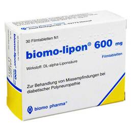 Abbildung: Biomo Lipon 600 Filmtabletten 30 St, Filmtabletten PZN 06897586