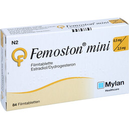 Abbildung: Femoston mini 0,5 mg / 2,5 mg Filmtabletten 84 St, Filmtabletten PZN 06901767
