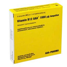 Abbildung: Vitamin B12 AAA 1000 µg Ampullen 5X1 ml, Injektionslösung PZN 06902519