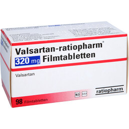 Abbildung: Valsartan ratiopharm 320 mg Filmtabletten 98 St, Filmtabletten PZN 06906428