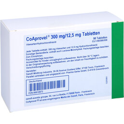 Abbildung: Coaprovel 300 mg / 12,5 mg Tabletten 98 St, Tabletten PZN 06910973