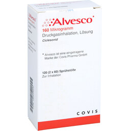 Abbildung: Alvesco 160 µg 2x60 Hub Dosieraerosol 2 St, Dosieraerosol PZN 06934620