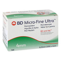 Abbildung: BD Micro-Fine + 4 mm Nadeln 0,23x4 mm 100 St, Kanüle PZN 06941896