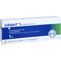 Abbildung: Lidoject 1% Injektionslösung in Durchstechflaschen 5X50 ml, Injektionslösung PZN 06955237