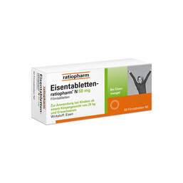 Abbildung: Eisentabletten ratiopharm N 50 mg Filmtabletten Filmtabletten, 50 St PZN 06957696