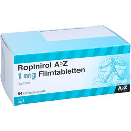 Abbildung: Ropinirol AbZ 1 mg Filmtabletten 84 St, Filmtabletten PZN 06964288
