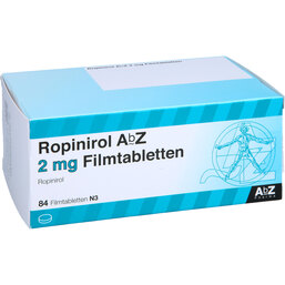 Abbildung: Ropinirol AbZ 2 mg Filmtabletten 84 St, Filmtabletten PZN 06964331