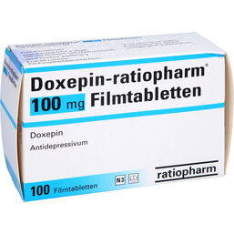 Abbildung: Doxepin ratiopharm 100 mg Filmtabletten 100 St, Filmtabletten PZN 06995797