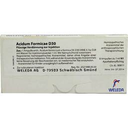 Abbildung: Acidum Formicae D 30 Ampullen 8 St, Ampullen PZN 07000380