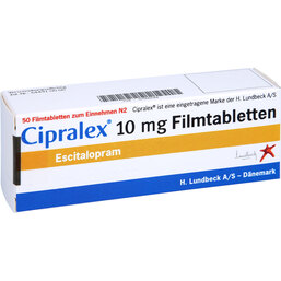 Abbildung: Cipralex 10 mg Filmtabletten 50 St, Filmtabletten PZN 07000486