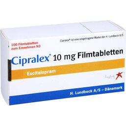 Abbildung: Cipralex 10 mg Filmtabletten 100 St, Filmtabletten PZN 07000492