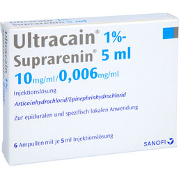 Abbildung: Ultracain 1% Suprarenin 5ml Ampullen 6X5 ml, Injektionslösung PZN 07007465