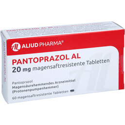 Abbildung: Pantoprazol AL 20 mg magensaftresistente Tabletten 60 St, Tabletten magensaftresistent PZN 07013129