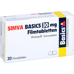 Abbildung: Simva Basics 30 mg Filmtabletten 30 St, Filmtabletten PZN 07021749