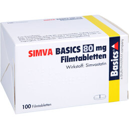 Abbildung: Simva Basics 80 mg Filmtabletten 100 St, Filmtabletten PZN 07021896